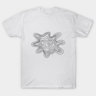 Topographic Abstract Contour Line Art Black on White Wave Layers T-Shirt